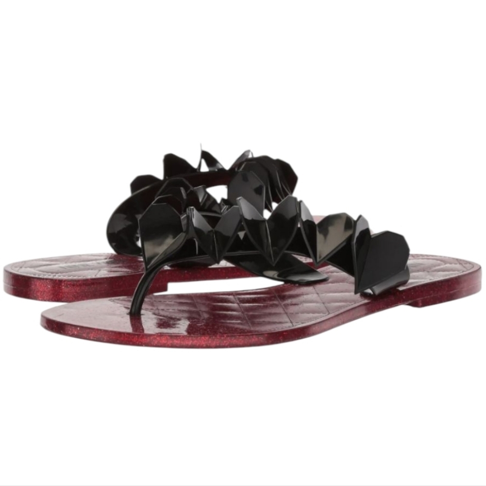 Womens Black and Red Sandals